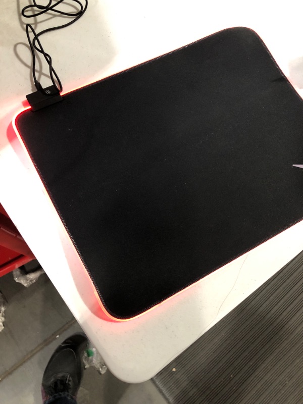 Photo 2 of Delux Large RGB Gaming Mouse Pad, Non-Slip Rubber Base, Waterproof Computer Mouse Mat with Durable Stitched Edges, Great for Office and Gaming, Portable and Durable, 17.5 x 14 Inch (GP003-RGB)