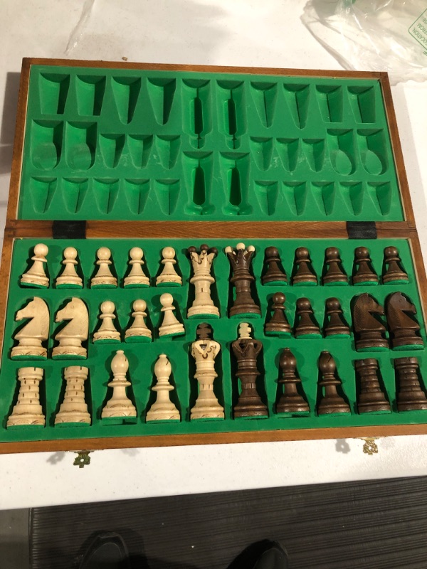 Photo 2 of Handmade European Wooden Chess Set with 16 Inch Board and Hand Carved Chess Pieces