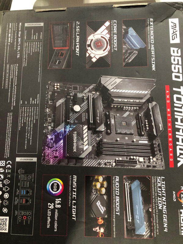 Photo 4 of MSI MAG B550 TOMAHAWK Gaming Motherboard (AMD AM4, DDR4, PCIe 4.0, SATA 6Gb/s, M.2, USB 3.2 Gen 2, HDMI/DP, ATX, AMD Ryzen 5000 Series processors)