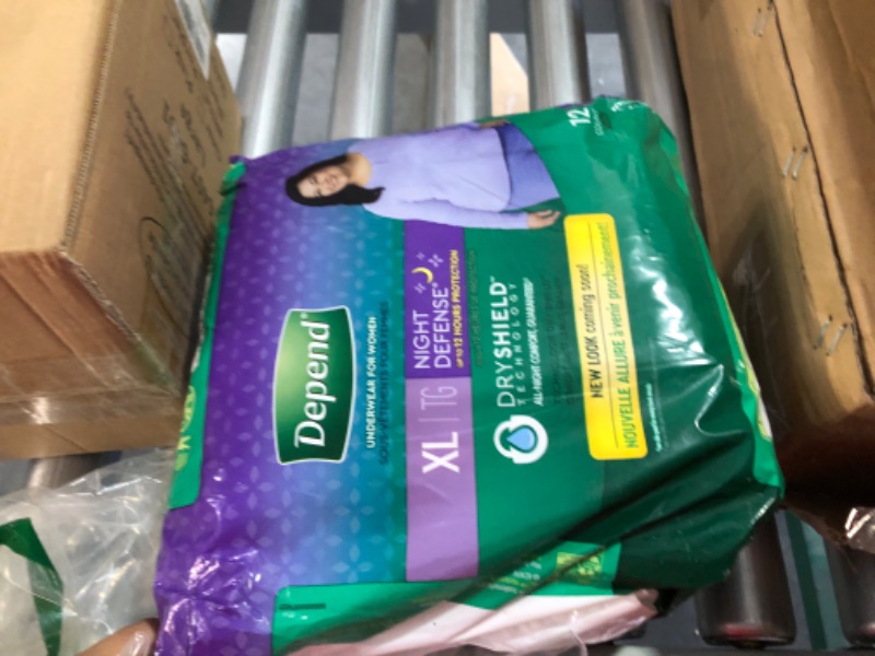 Photo 1 of Depend Night Defense Incontinence Overnight Underwear for Women, XL, 12 Underwear (Pack of 2) 12 Count (Pack of 2)