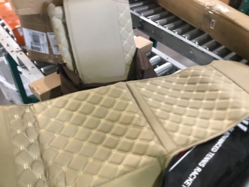 Photo 4 of Black Panther 1 Pair Car Seat Covers, Luxury Car Protectors, Universal Anti-Slip Driver Seat Cover with Backrest,Diamond Pattern (Beige) Diamond Pattern - Beige