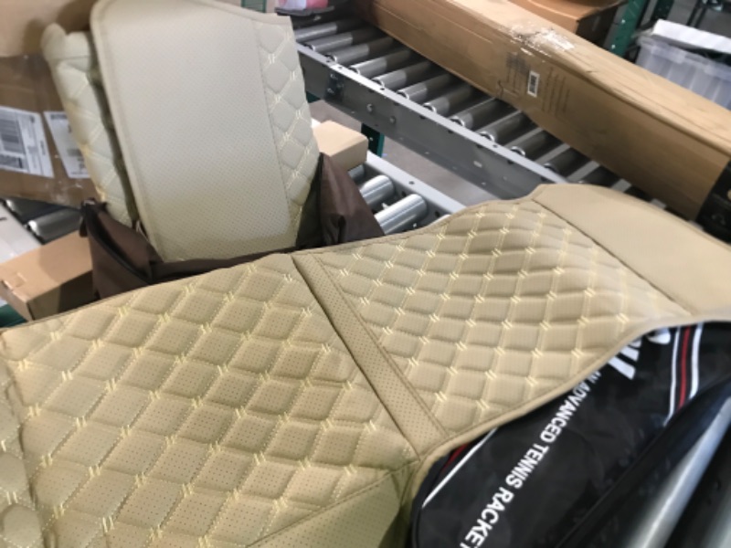 Photo 2 of Black Panther 1 Pair Car Seat Covers, Luxury Car Protectors, Universal Anti-Slip Driver Seat Cover with Backrest,Diamond Pattern (Beige) Diamond Pattern - Beige