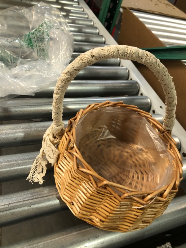Photo 1 of [USED] Wicker Rattan Flower Basket + Wooden Baby Gym Toys