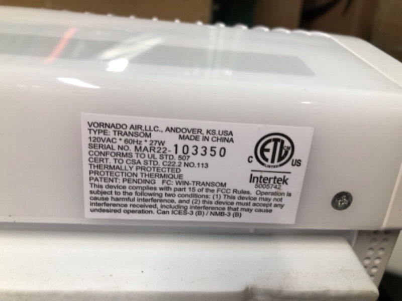 Photo 5 of [USED] Vornado Air LLC Vornado Transom 7.16 in. H 4 speed Electronically Reversible Window Fan