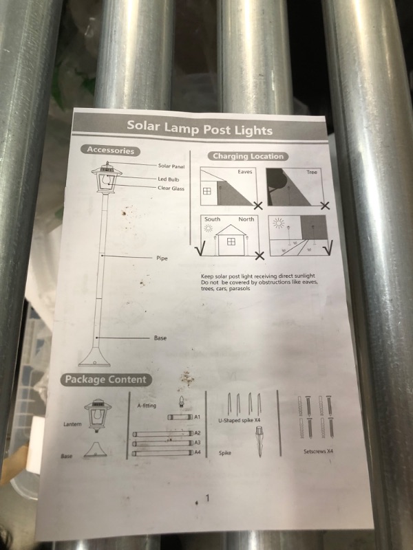 Photo 2 of [DAMAGE] 44"Solar Lamp Post Lights 2Pack