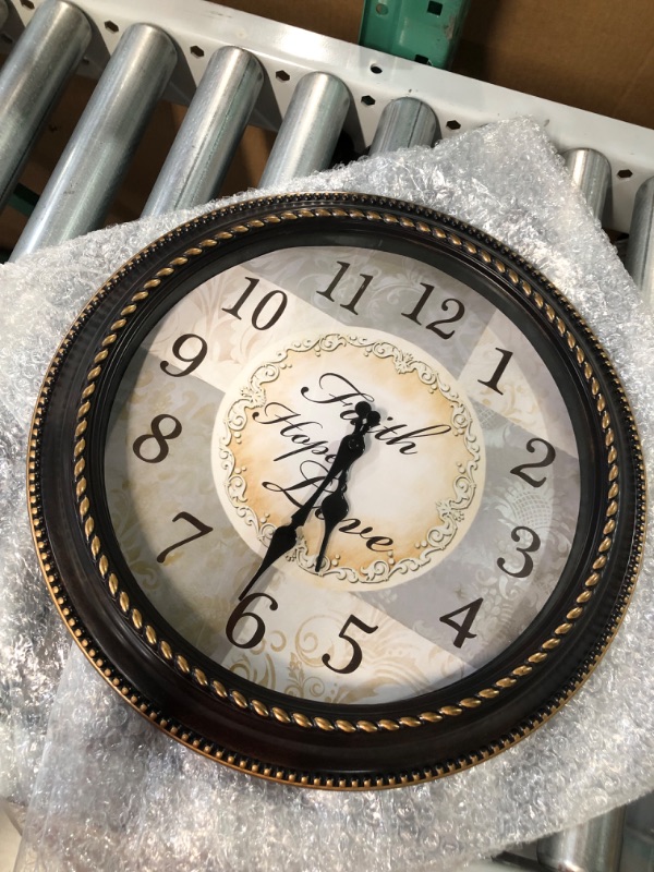 Photo 1 of [USED] Bernhard Products Vintage Brown Wall Clock Silent Non Ticking 16 Inch 
