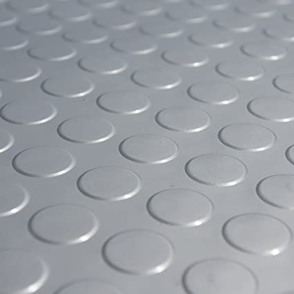 Photo 1 of ** SEE NOTES ** Rubber-Cal Coin Grip Metallic PVC Flooring Silver 2.5mm x 4' x 7'