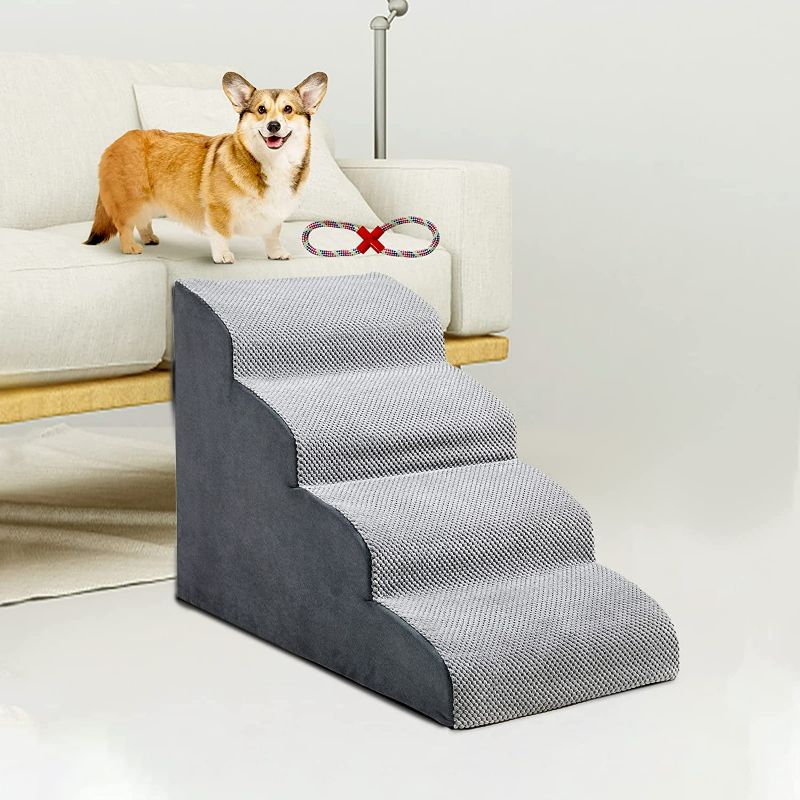 Photo 1 of  *USED* *SEE NOTES* 4 Tiers Dog Stairs for High Bed/Sofa, Foam Pet Ramp Non-Slip Pet Staircase with Washable Cover