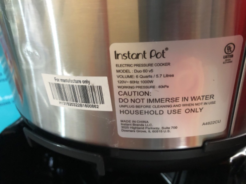 Photo 5 of *USED* *SEE NOTES* Instant Pot 6qt Duo Pressure Cooker