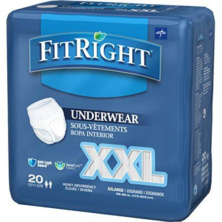 Photo 1 of Medline - FIT700AZ FitRight Adult Incontinence Underwear Heavy Absorbency XX-Large 68 -80 (20 Count)