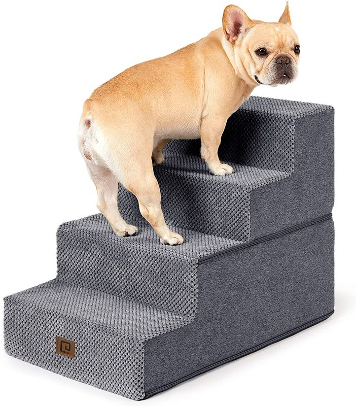 Photo 1 of EHEYCIGA Dog Stairs for Small Dogs, 4-Step, Grey