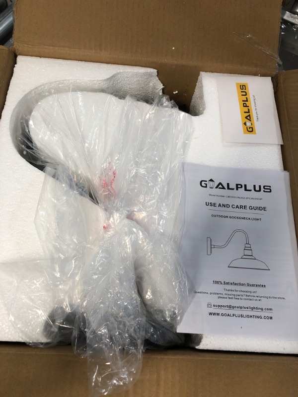 Photo 2 of (NEW) GOALPLUS 14in. Outdoor Gooseneck Light Fixture for Porch Exterior Barn Light 14" Diameter Dome Matte Black