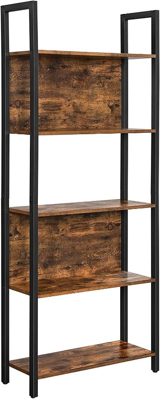 Photo 1 of (Loose Parts in Box) Cabfocoy Folding Bookshelf Rustic Brown 5 Tier 