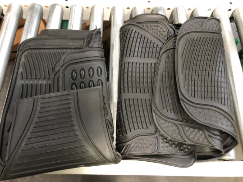 Photo 2 of Automotive Floor Mats Gray Weather protection Universal Fit for most Cars, SUVs, and Trucks (Trimmable Heavy Duty 3 Row 4pc Full Set)