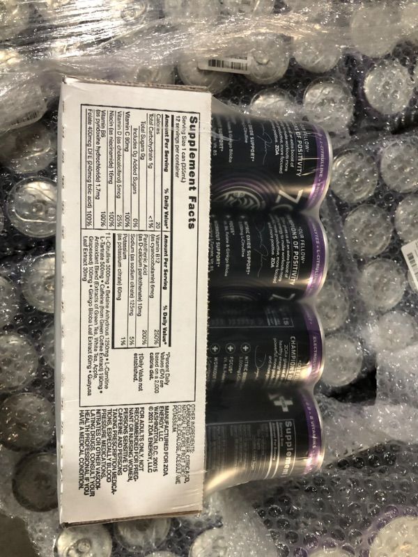 Photo 1 of ( EXP 3/29/23) ZOA Plus  Pre-Workout Drink, Ready to Drink BLKBERRY ACAI