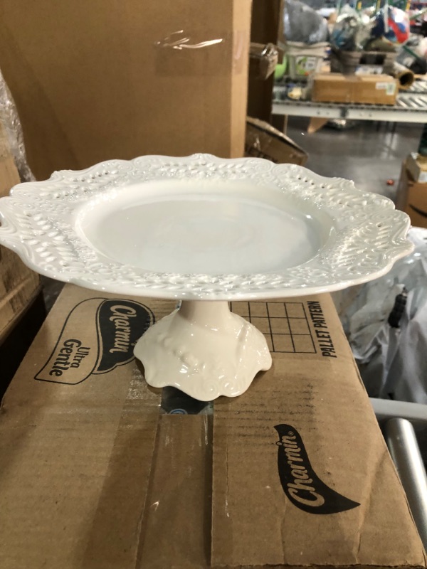 Photo 2 of **USED*** Pedestal Cake Plate, Medium, White - Pedestal Cake Tray 