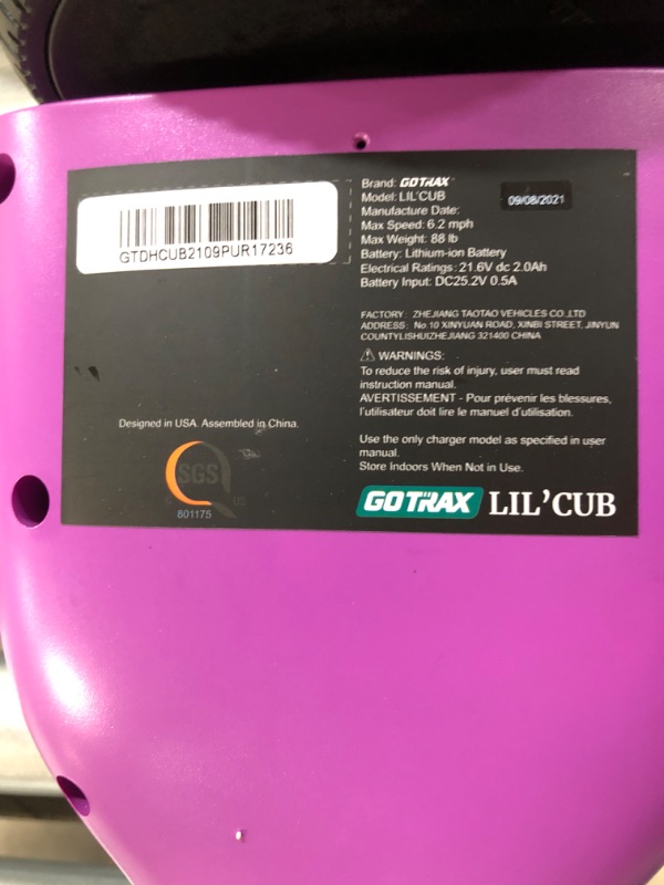 Photo 4 of *Used* Gotrax Kids Hoverboard Purple