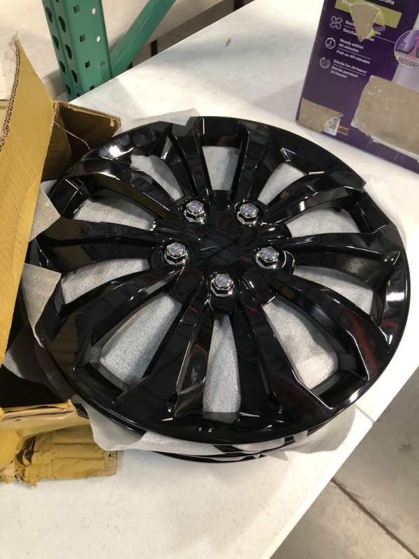 Photo 2 of CarXS Two-Tone Style Hubcaps 16" Wheel Covers, Black & Silver Model Cover, UNKNOWN OF ANY DAMAGES