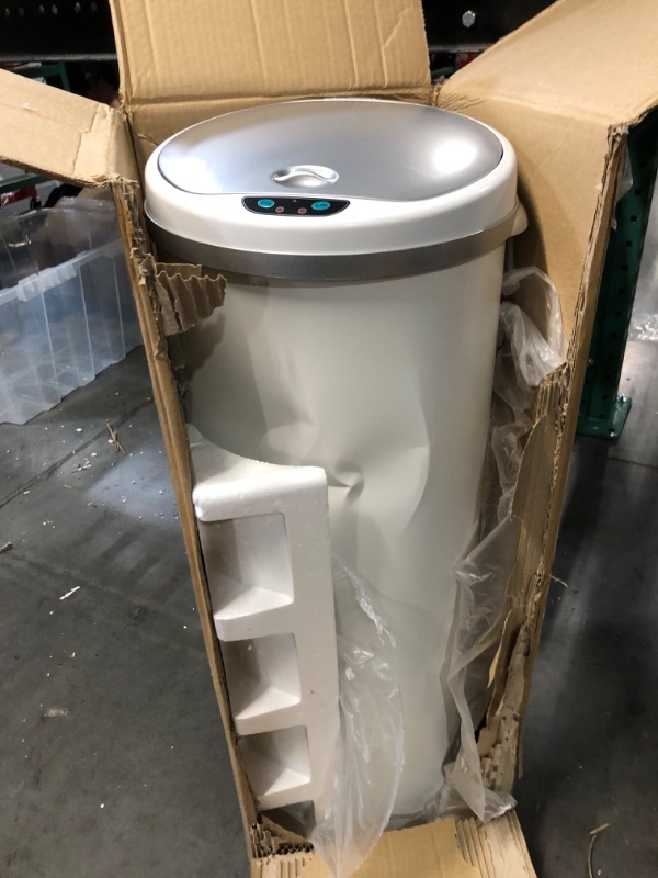 Photo 3 of *DAMAGED/SEE NOTES** iTouchless 13 Gallon Touchless Sensor Trash Can with Odor Filter System, Round Steel Garbage Bin