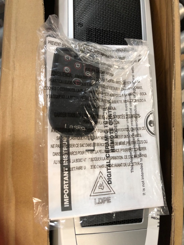 Photo 3 of Lasko Oscillating Digital Ceramic Tower Heater for Home with Overheat Protection, Timer and Remote Control, 22.75 Inches, 1500W, White