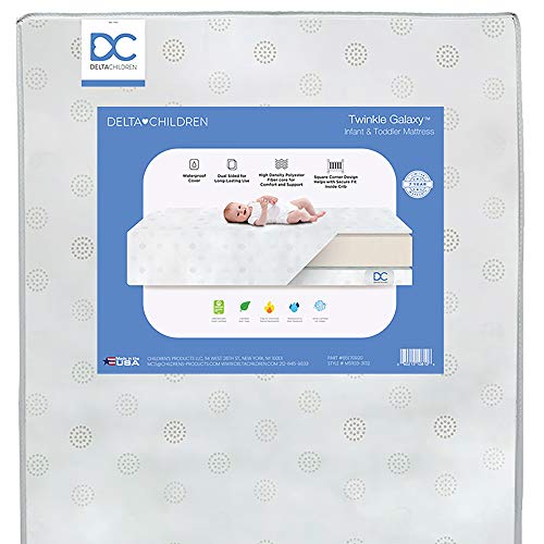 Photo 1 of Delta Children Twinkle Galaxy Dual Sided Premium Recycled Fiber Core Crib and Toddler Mattress 