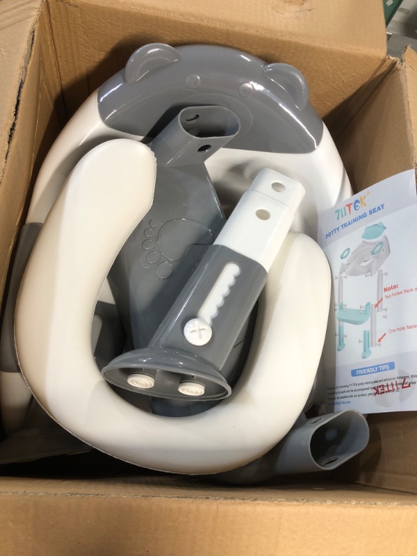Photo 1 of 711TEK Step Up Potty Training Chair Toddler Kids Potty Training Seats Comfortable Safe Potty Seat with Anti-Slip Pads Ladder (Grey)