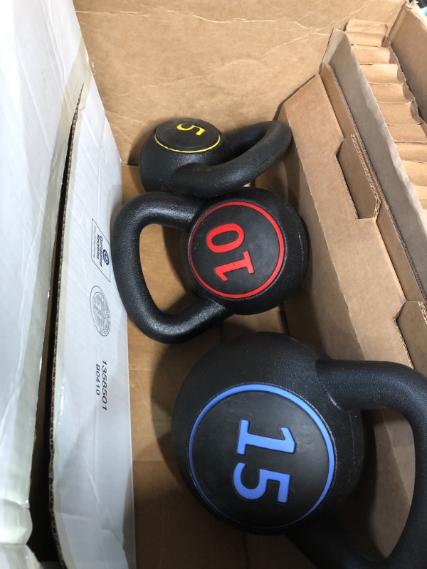 Photo 3 of BalanceFrom Wide Grip Kettlebell Exercise Fitness Weight Set Set of 3: 5, 10, 15 lbs