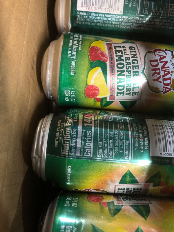 Photo 3 of Canada Dry Ginger Ale and Raspberry Lemonade, 12 fl oz, 10 Cans