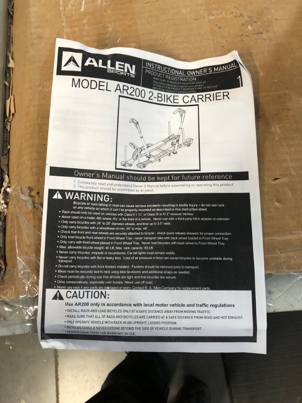 Photo 1 of Allen Sports Premier Locking Tray Rack 2 Bike