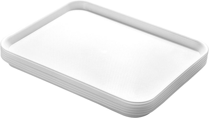 Photo 2 of Aebeky Plastic Cafeteria Trays,Fast Food Serving Trays,13"X17",Set of 6(White)
