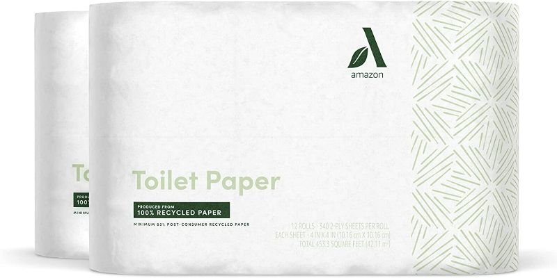 Photo 1 of Amazon Aware Toilet Paper, 2-Ply 100% Recycled Paper, 24 Rolls, 340 Sheets/Roll