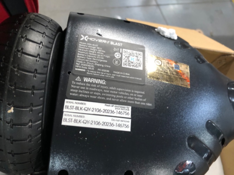 Photo 4 of **PARTS ONLY- DAMAGED** Hover-1 Blast Electric Self-Balancing Hoverboard with 6.5” Tires, Dual 160W Motors, 7 mph Max, and 3 Miles Max Range