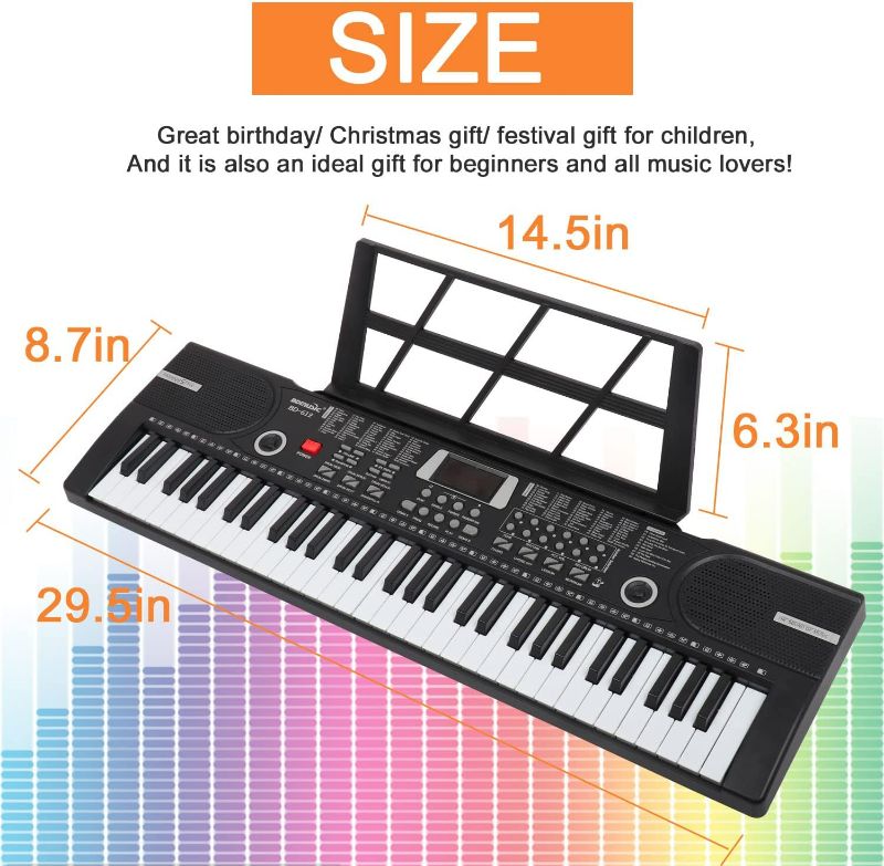 Photo 2 of 61 Keys Keyboard Piano, Electronic Digital Piano - Black