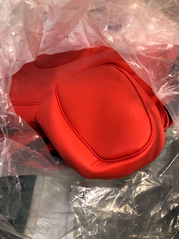 Photo 3 of Maysoo Tesla Model Y Red Seat Covers Nappa Leather Car Seat Covers, for Tesla Model Y 2023 2022 2021 2020 5 Seat Car Seat Cover Car Interior Cover All Weather Protection(Red-Nappa,Model Y(Full Set)) red nappa model Y(full set)