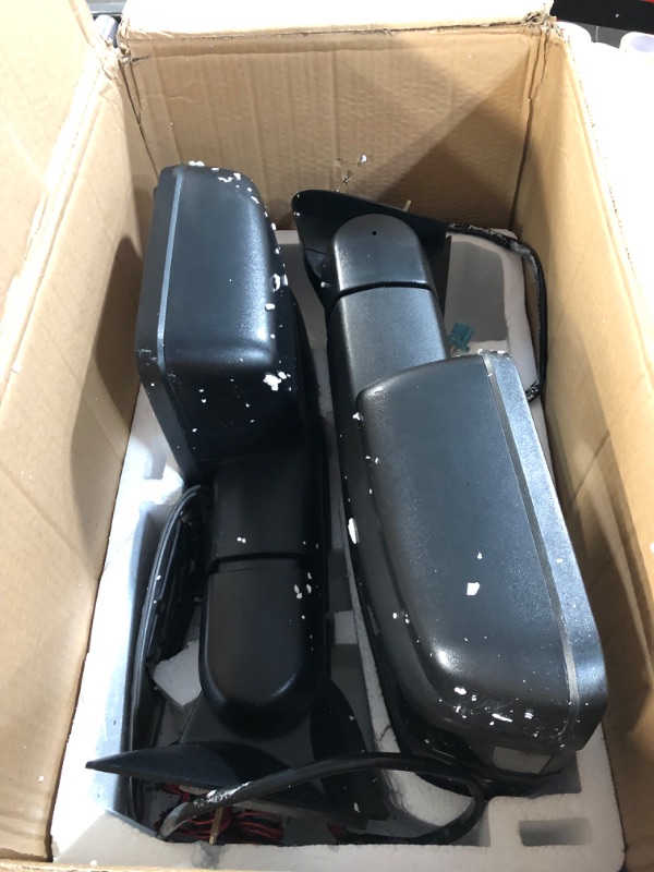 Photo 2 of YITAMOTOR Towing Mirrors Power Heated LED Signal Lamp Clearance Light Black Pair Mirrors Black Smoke Turn Signal