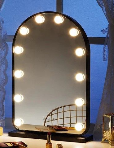 Photo 1 of **USED**Curved Frame Starry 12 LED Light Hollywood Vanity Mirror - Black