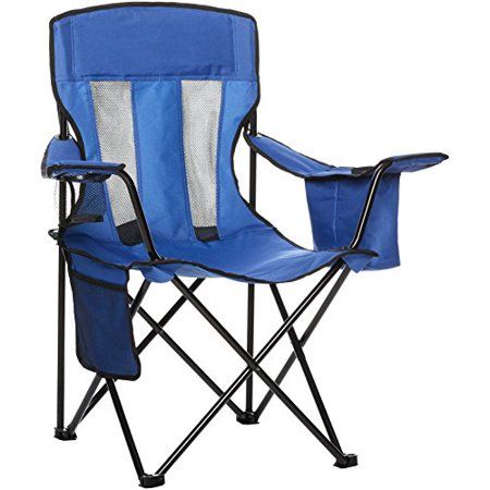 Photo 1 of **HEAVY DAMAGE** Basics Mesh Folding Outdoor Camping Chair with Bag - 34 X 20 X 36 Inches, Blue
