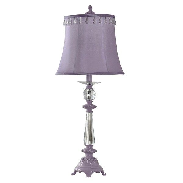 Photo 1 of **Set of 2** StyleCraft Inspiration Crystal and Purple Accent Table Lamp - Purple Softback Fabric Shade
