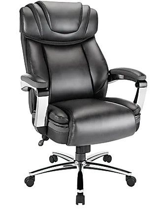 Photo 1 of **MISSING HARDWARE** Realspace® Axton Big And Tall Bonded Leather High-Back Chair, Dark Gray/Chrome
