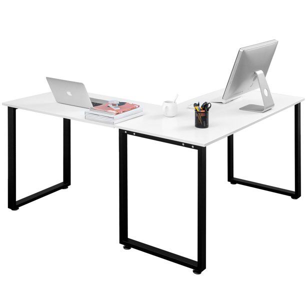 Photo 1 of (PARTS ONLY) L-shape Computer Desk, 58'' x 58'' x 30'' Corner Computer Desk, L-Shaped Computer Desk Writing Computer Desk Modern Simple Gaming Table, Study Desk for Home Office Workstation, White