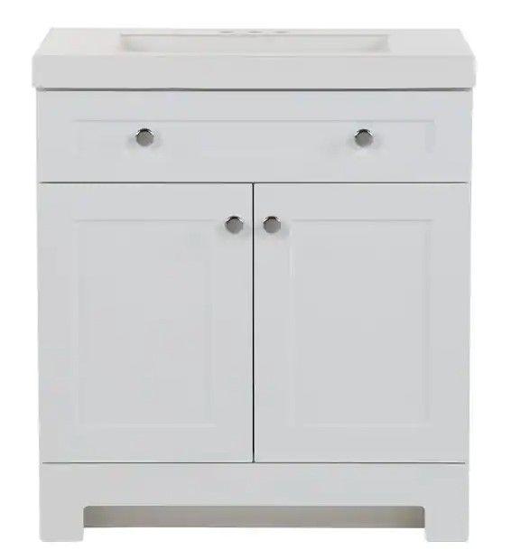 Photo 1 of 
Glacier Bay Everdean 30.50 in. W x 18.75 in. D Bath Vanity in White with Cultured Marble Vanity Top in White with White Basin
