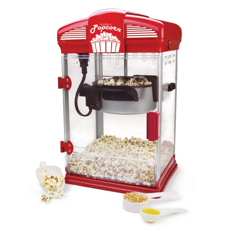 Photo 1 of West Bend Popcorn Maker, 17-3/4”H X 10-11/16”W X 10-7/8”D, Red
