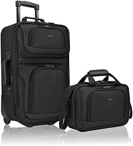 Photo 1 of U.S. Traveler Rio Rugged Fabric Expandable Carry-on Luggage Set, Black, 2 Wheel
