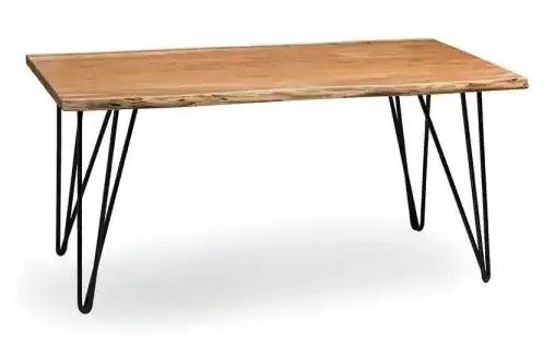 Photo 1 of 
Alaterre Furniture Hairpin 42 in. Natural Large Rectangle Wood Coffee Table with Live Edge
