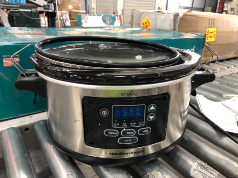 Photo 2 of Hamilton Beach Portable 6-Quart Set & Forget Digital Programmable Slow Cooker with Lid Lock, Temperature Probe, Stainless Steel
