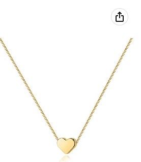 Photo 1 of PAVOI 14K Gold Plated Tiny Heart Necklace | Dainty Necklace for Women | Personalized Letter Heart Choker | Adjustable Slider
