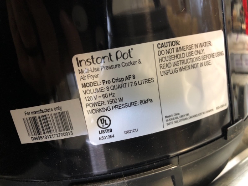 Photo 5 of Instant Pot 8QT Pro Crisp (EPC + AF Combo), One Size , Black
