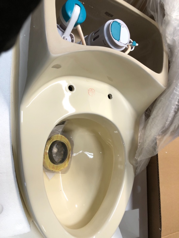 Photo 1 of Chateau One Piece Elongated Dual Flush Toilet in Bisque 0.8/1.28 Gpf
