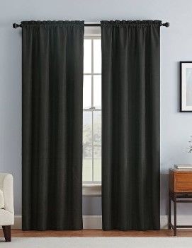 Photo 1 of 2 pack - 1pc Blackout Braxton Thermaback Window Curtain Panel - Eclipse / black+gray 