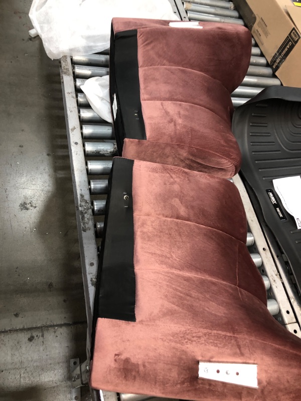 Photo 2 of **INCOMPLETE BOX 1 OF 2**Sofa Loveseat Sofa Soft Velvet Cover Metal Legs Pocket Coil Seating Wood Frame (Color : Pink)